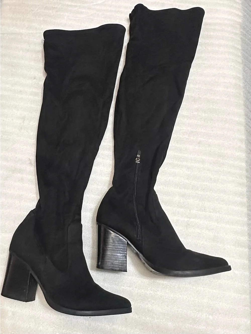 Marc Fisher Black Suede Over-The-Knee Block Heel Boots